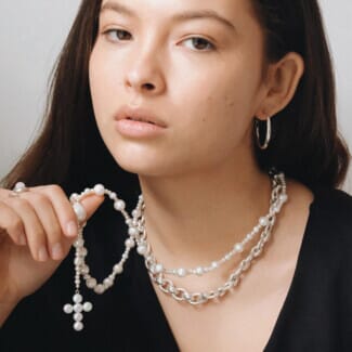 NU & MII Margot Cross Pearl Necklace