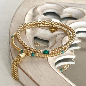 Pipa Turquoise Tassel Gold Charm Bracelet