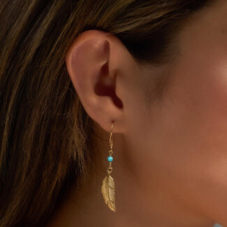Feather Gem Gold Plated Earrings - Choice of Colour
