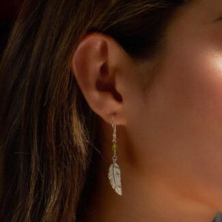 Feather Gem Silver Earrings  - Choice of Colour