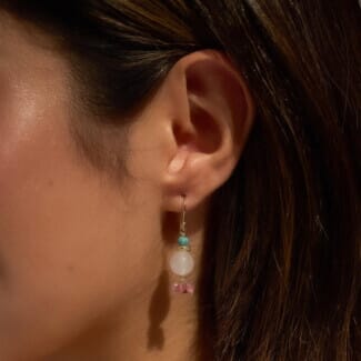 Precious Dangle Gold Plated Earrings - Rose Quartz