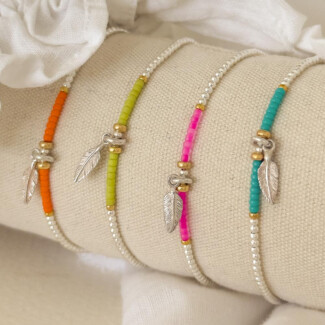 Festival Maisie Mixed Metal Feather Neon Bracelet - Choice of Colour