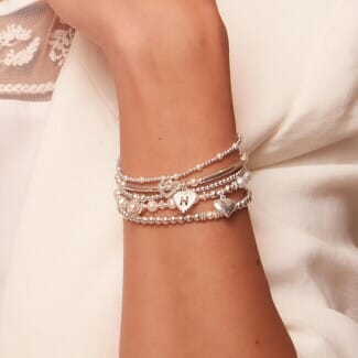 Pipa Pearl Silver Bracelet - Heart Initial