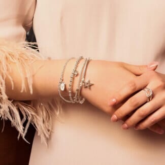 Santeenie Silver Charm Bracelet - Cream Silhouette Angel