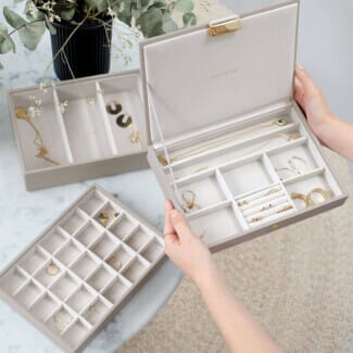 Stackers Taupe Leather Jewellery Box - Set of 3