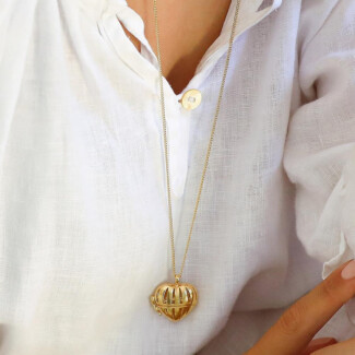 Heart Locket Gold Plated Necklace - Angel & Choice of motto