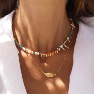 Esme Feather Gold Plated Necklace