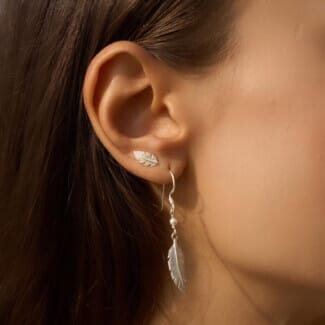 Esme Feather Stud Silver Earrings