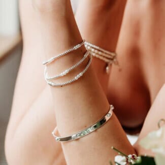 Personalised Looped Silver Bracelet - Pearl