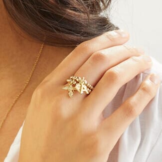 Santeenie Gold Plated Charm Ring - Initial
