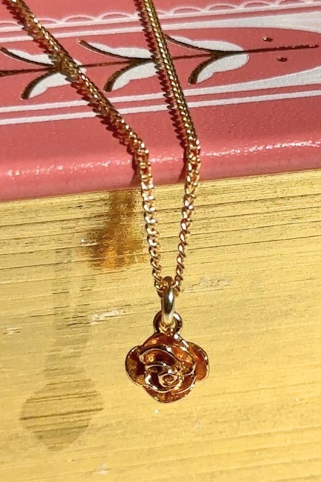 This beautifully delicate necklace features a gold plated Silver Rose Bud charm - the perfect gift!