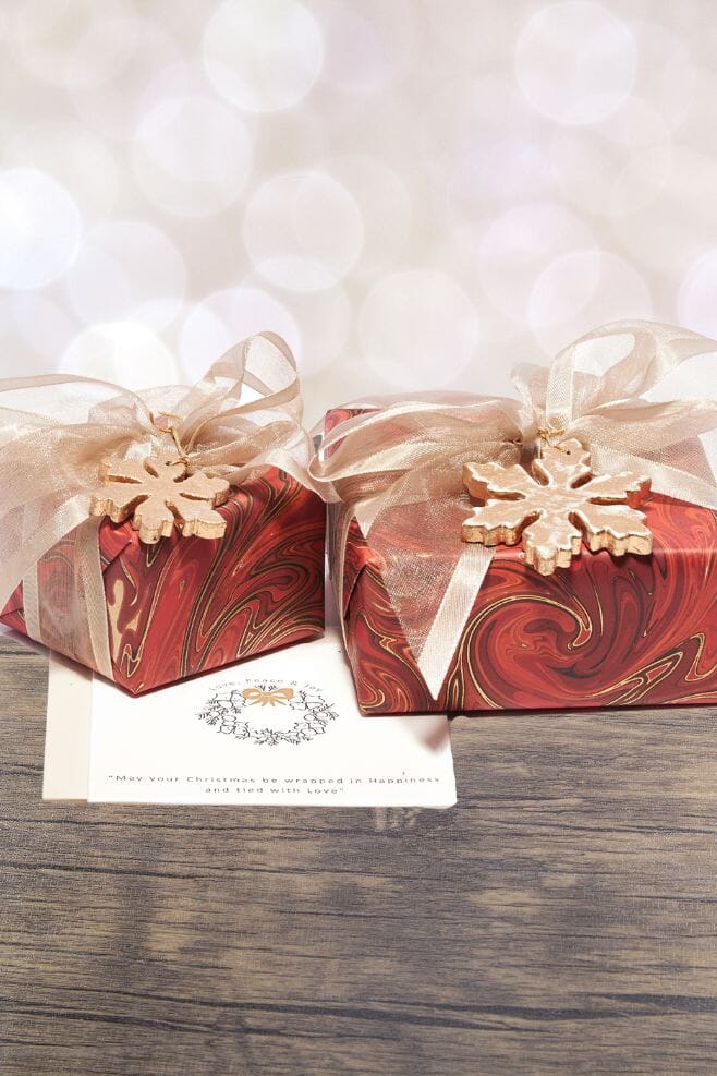 Make it extra special with our red Christmas gift wrap option.
