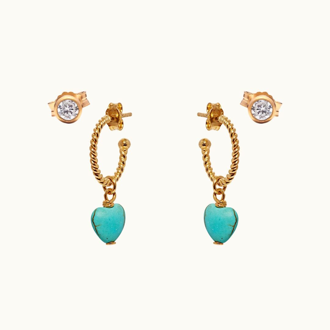 Gold, crystal and turquiose magnesite earring set, perfect for summer.