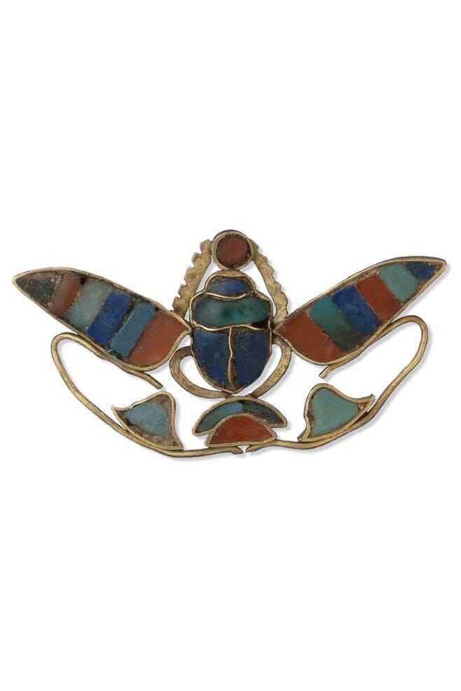 Ancient Egyptian Scarab ornament featuring semi-precious stones - Approx. 1897BC-1878BC