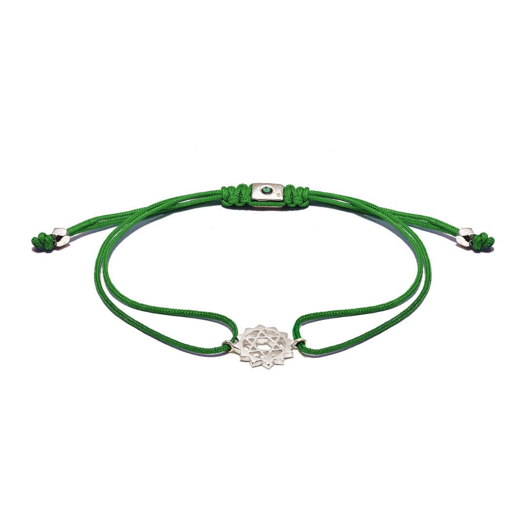 Associated with unconditional love, the Heart Chakra symbol is featured beautifully in this handcrafted 925 Sterling Silver Friendship bracelet.