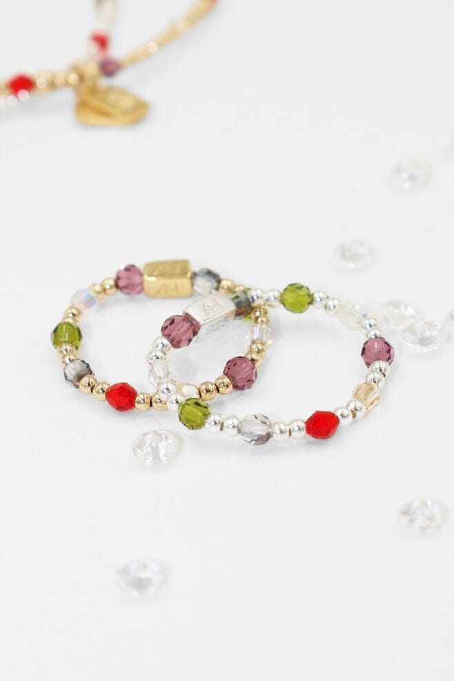 Handcrafted in high-quality 925 Sterling Silver, this ring features an array of multicoloured Preciosa and Serenity crystals.