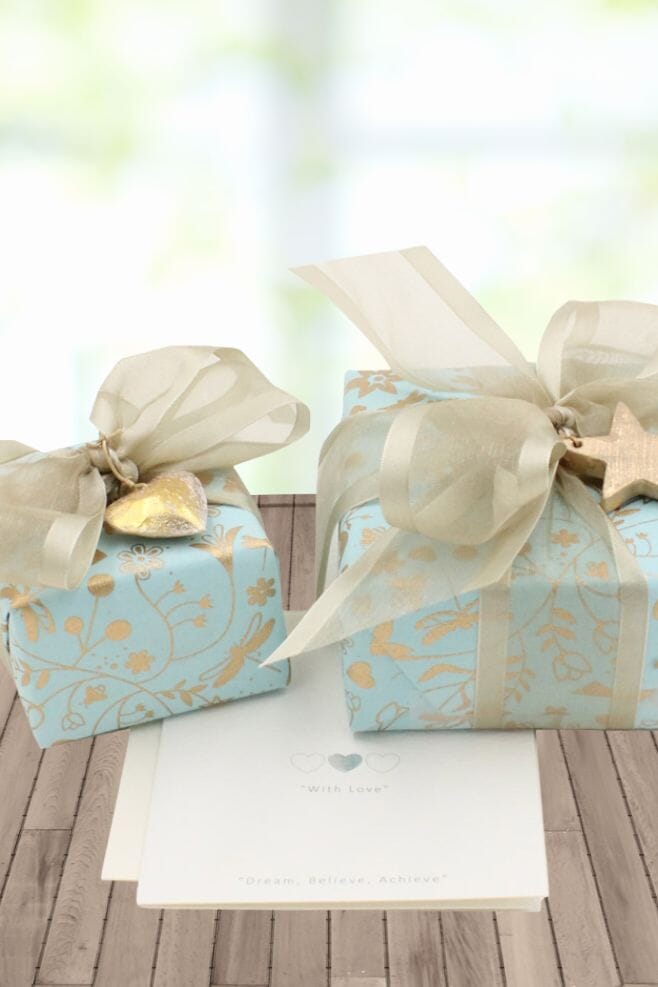 Our special Blue Spring gift wrap and personalised cards.