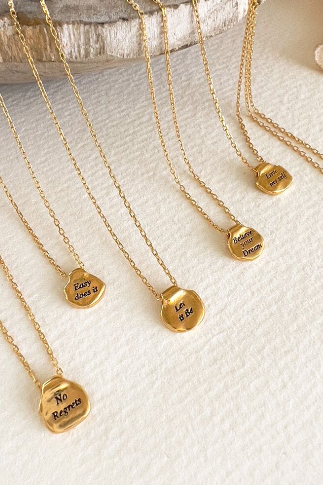 Personalise this gorgeous gold plated Silver necklace with your choice of affirmation pendant.