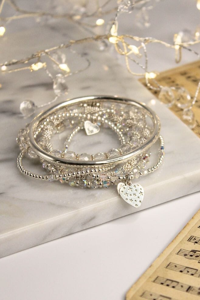 An irresistible and glorious six bracelet stack with an enchanting selection of stunning new bracelets.
