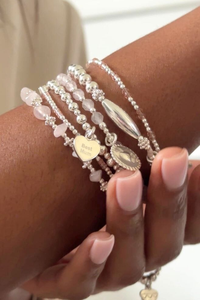 Build your bracelet stack with out 925 Sterling Silver beaded bracelets.
