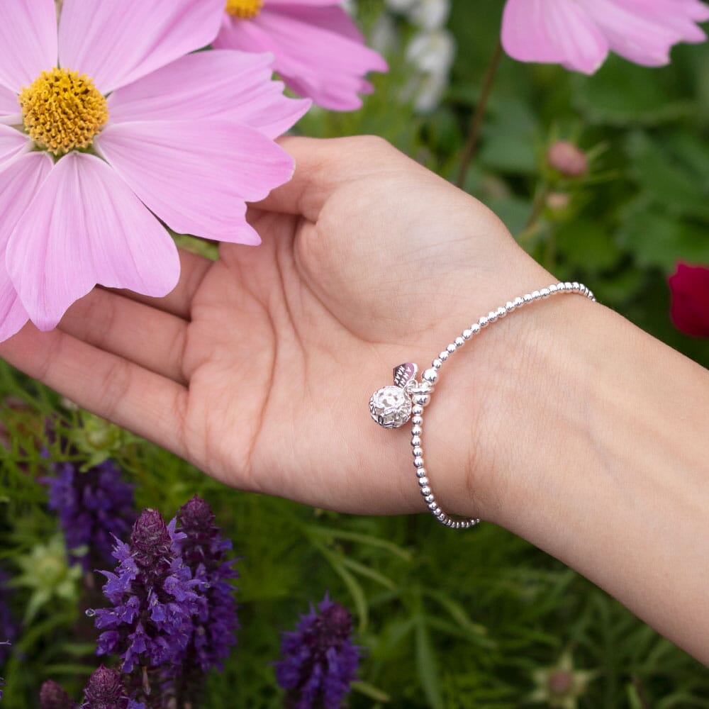 Santeenie Silver Charm Bracelet - Flower Ball