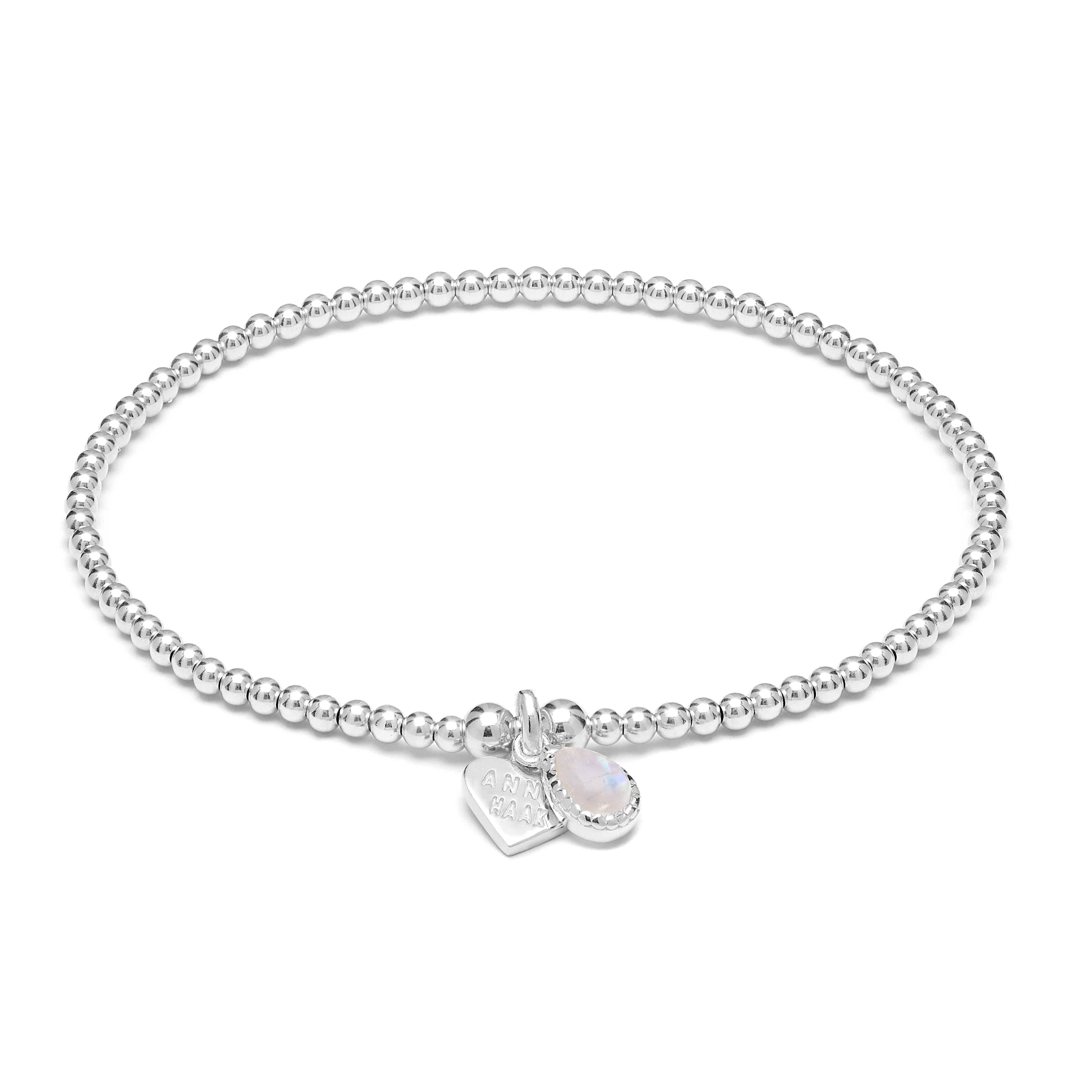 Santeenie Silver Charm Bracelet - Moonstone Teardrop