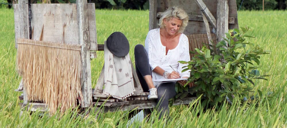 Annie Haak sketching new silver jewellery