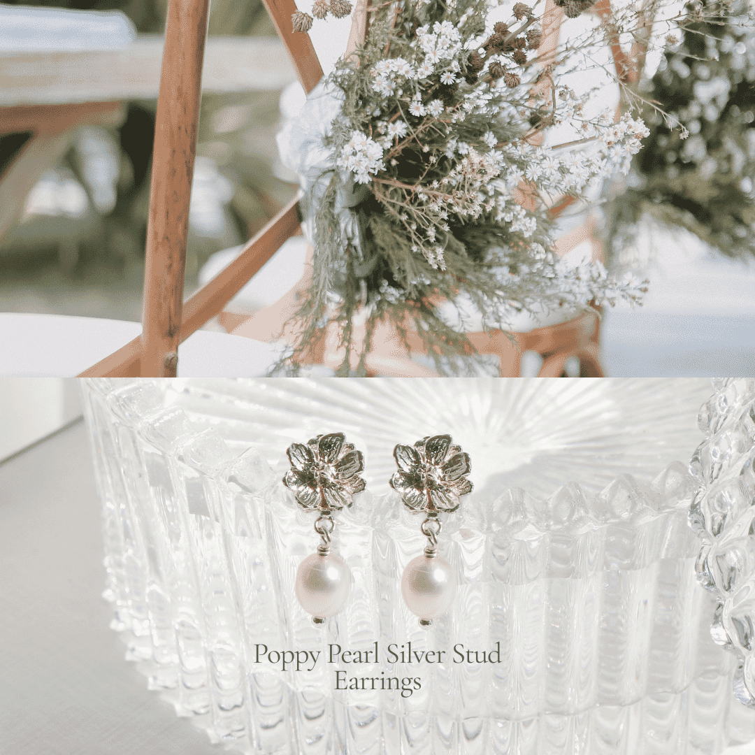 Poppy Pearl Earrings are designed to bring soft elegance to any look. Featuring a beautifully crafted flower stud in 925 Sterling Silver, each earring flows into a luminous Freshwater pearl drop, that adds graceful movement and timeless charm.