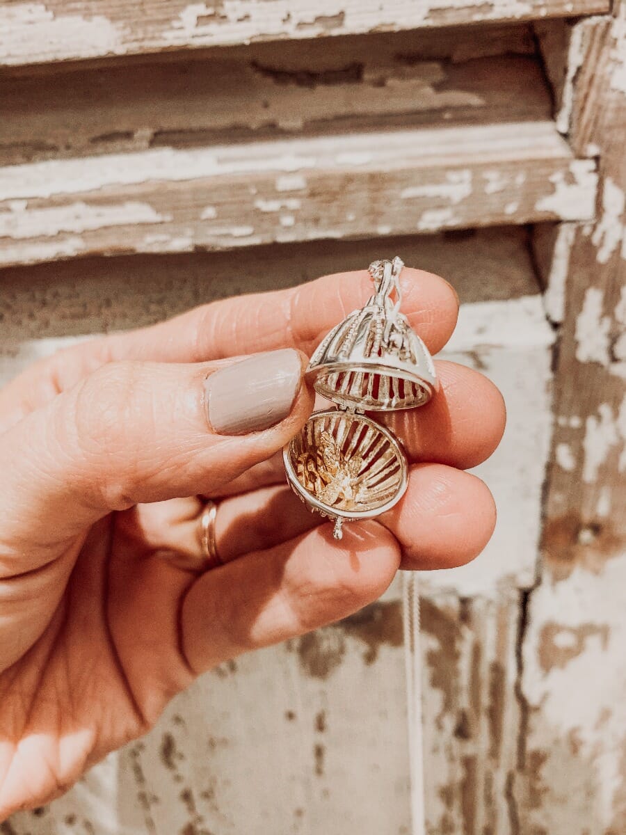 Stacking Silver Necklaces Mama and her Petals wear the Keepsake Locket Necklace