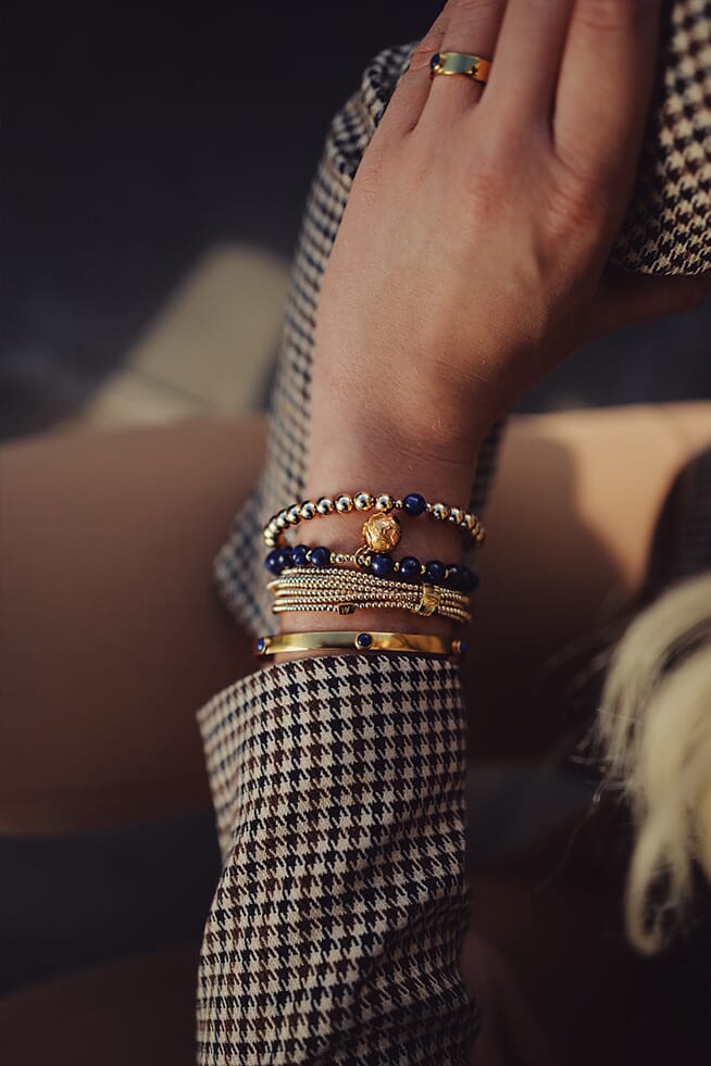 Lapis Lazuli Gold Bracelet Stack