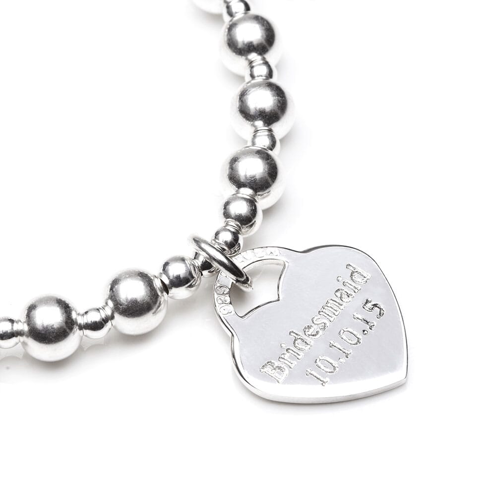 Mini Orchid Silver Charm Bracelet - Best Mum Orchid Personalised Silver Charm Bracelet - Close Up
