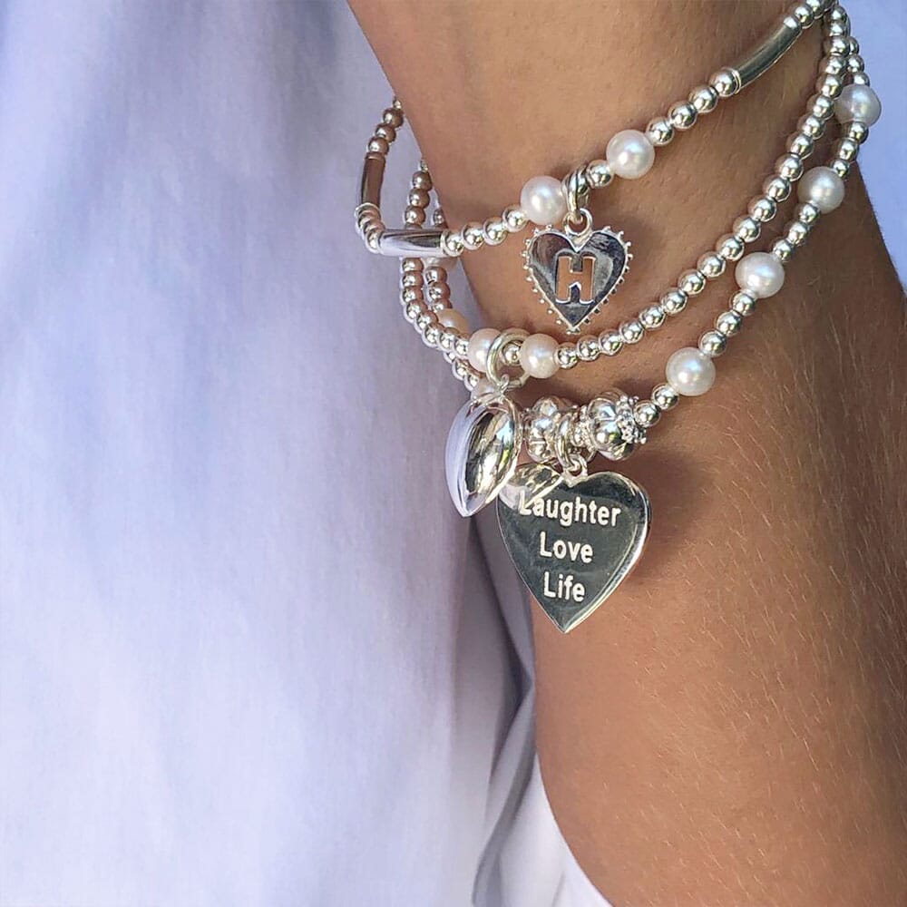 Mini Orchid Silver Charm Bracelet - Best Mum Suka Hearts Pearl Silver Charm Bracelet