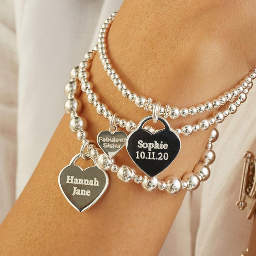 Annie Haak Sterling Silver Orchid Personalised Silver Charm Bracelet