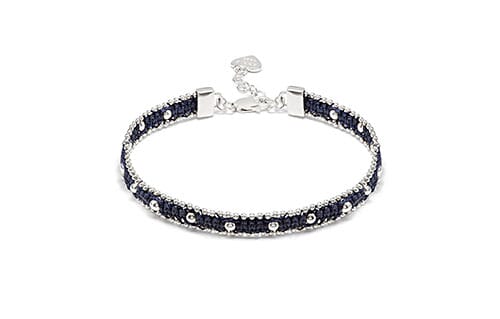 Surgawi Silver Friendship Bracelet - Dark Blue