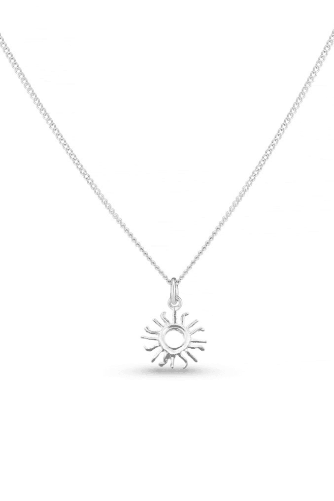Sunshine necklace. Handcrafted from 925 Sterling Silver, the necklace features a charming Sun charm that will remind you of sunny days all year round.