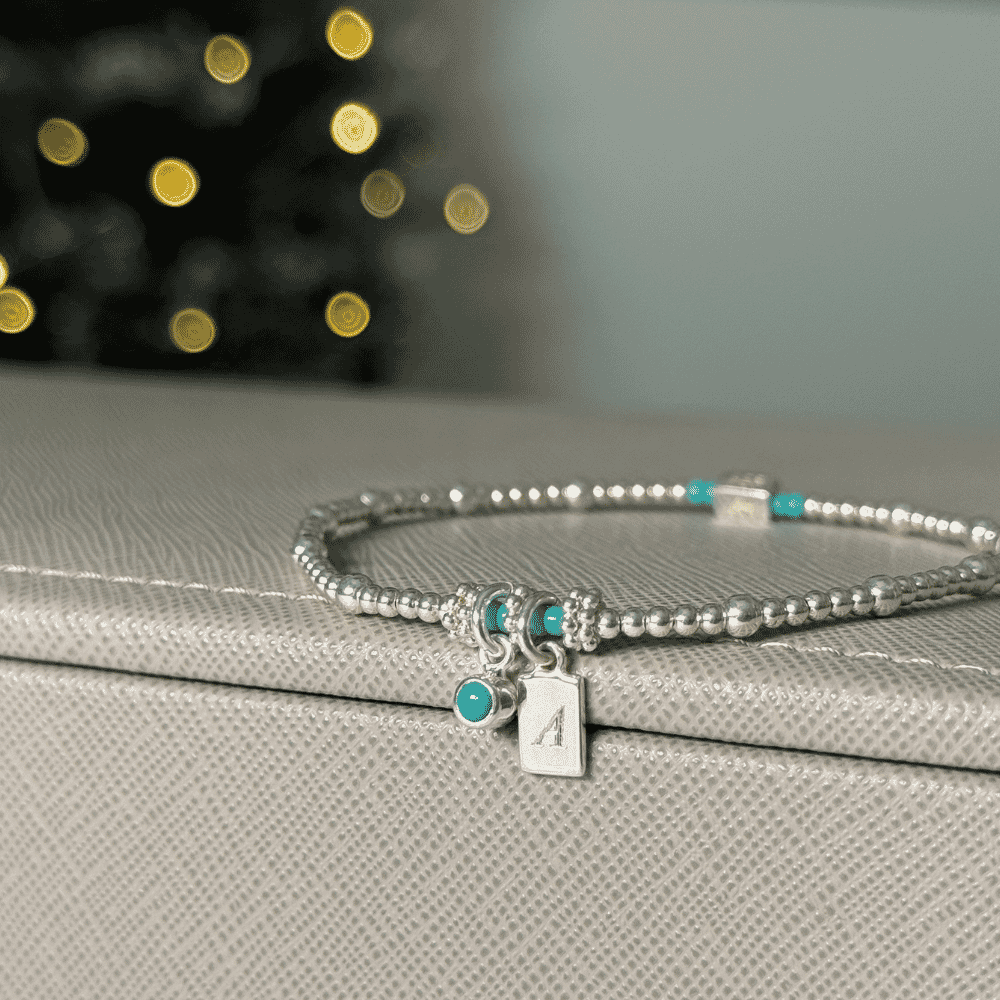 Personalised Zodiac Tag and Birthstone Silver Bracelet