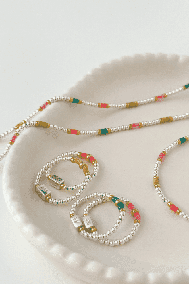 Willow Neon Silver and Gold Plated Necklace + Festival Maisie Mixed Metal Neon Ring - Choice of Colour