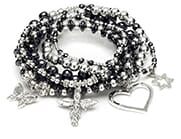 sama hematite and silver charm bracelet