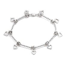 MULTI TINY HEART SILVER CHARM BRACELET