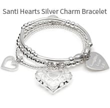 Santi Hearts Silver Charm Bracelet