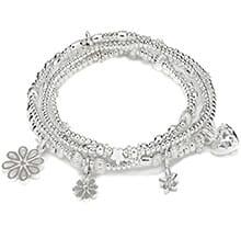 MOTHER'S DAY BOUQUET OF FLOWERS SILVER CHARM BRACELET