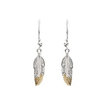 SILVER AND GOLD DIPPED FEATHER EARRINGS
