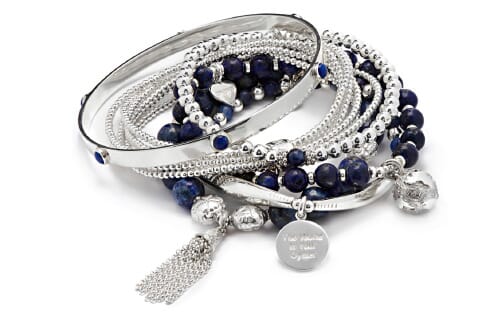 Lapis Lazuli Silver Bracelet Stack
