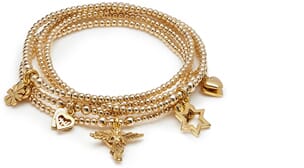 Mira gold charm bracelet stack