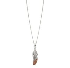SILVER AND ROSE GOLD DIPPED FEATHER NECKLACE