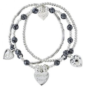 Suka Hearts Hematite 3 Strand Bracelet