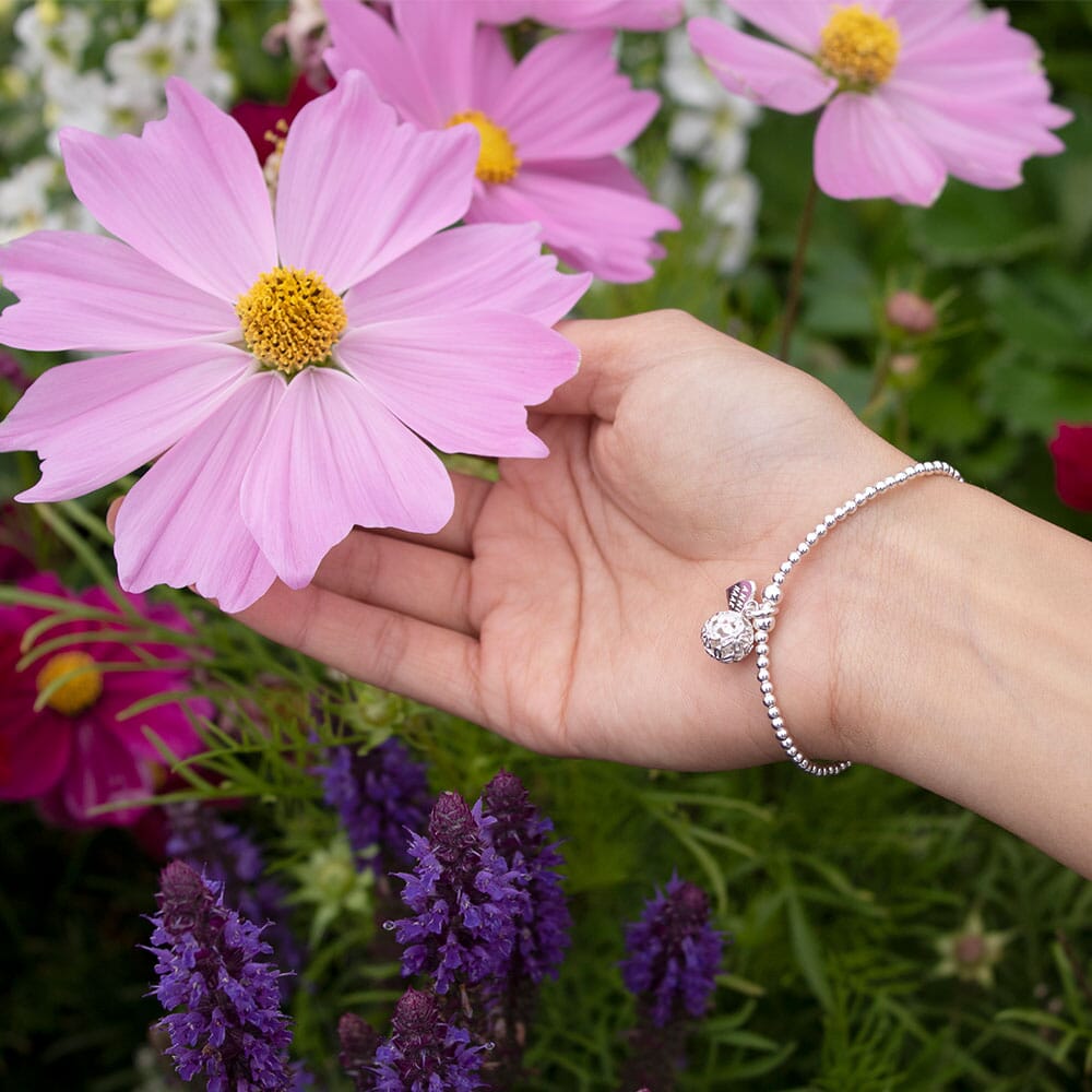 Santeenie Silver Charm Bracelet - Flower Ball